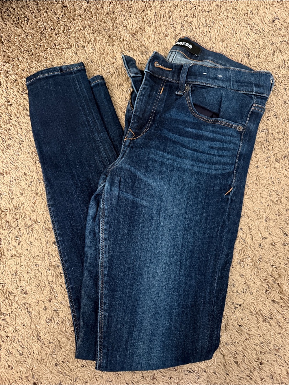 Express Women’s Indigo Stretch Skinny Jeans legging mid rise size 6R